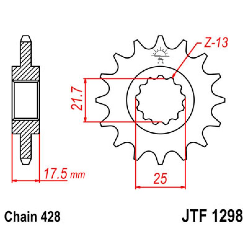 Купить Звездочка передняя JT Sprockets (шаг 428 ) JT JTF1298